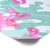 Zeepaardje onder het Zee Blauw Baby shower Poster (Hoek)