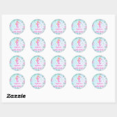 Zeepaardje onder het Zee Blauw Baby shower Ronde Sticker (Vel)
