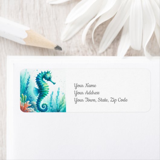 Zeepaardje onder het Zee Coastal Beach Etiket (Insitu)