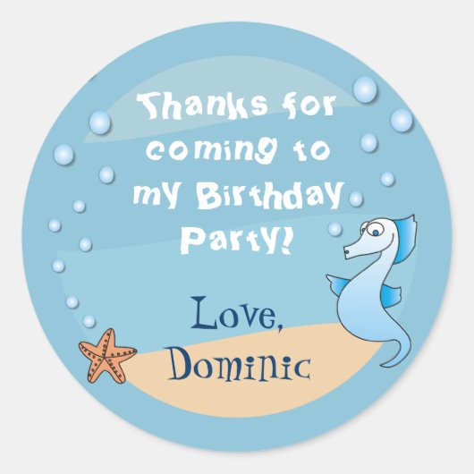 Zeepaardje onder het Zee Dank u Stickers (Voorkant)