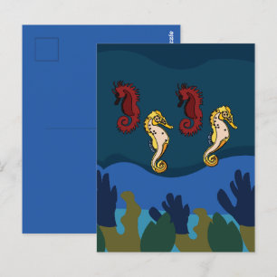 Zeepaardje onder het Zee Ocean Beach Briefkaart