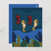 Zeepaardje onder het Zee Ocean Beach Briefkaart (Voorkant / Achterkant)