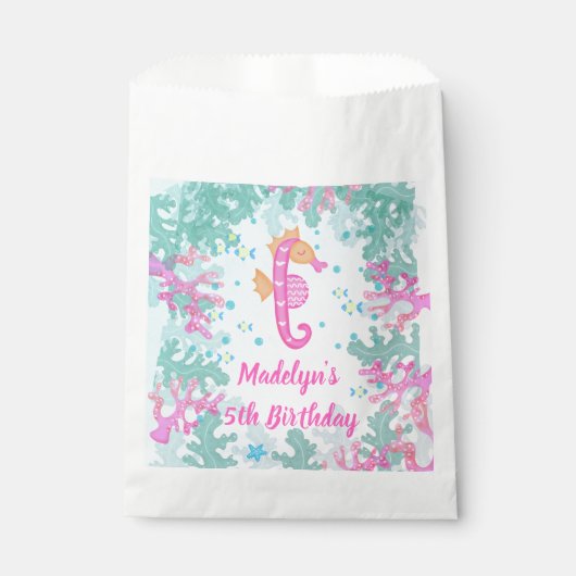 Zeepaardje onder het Zee Verjaardag Bedankzakje (Voorkant)