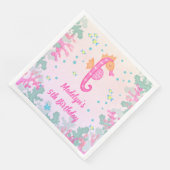 Zeepaardje onder het Zee Verjaardag Servet (Hoek)