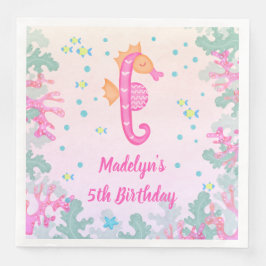 Zeepaardje onder het Zee Verjaardag Servet