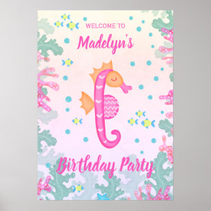 Zeepaardje onder het Zee Verjaardagsfeest Poster