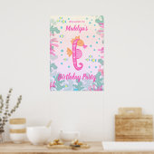 Zeepaardje onder het Zee Verjaardagsfeest Poster (Keuken)