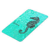 Zeepaardje op Aqua Splash Turquoise Marmeren Patro Magneet (Linkerzijde)
