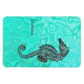Zeepaardje op Aqua Splash Turquoise Marmeren Patro Magneet (Horizontaal)