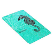 Zeepaardje op Aqua Splash Turquoise Marmeren Patro Magneet (Rechterzijde)