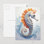Zeepaardje op de oceaangolven briefkaart (Voorkant / Achterkant)