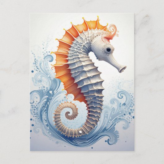Zeepaardje op de oceaangolven briefkaart (Voorkant)