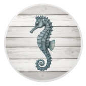 Zeepaardje op Witte Distressed Faux Wood Lade knop (Voorkant)