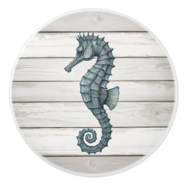 Zeepaardje op Witte Distressed Faux Wood Lade knop