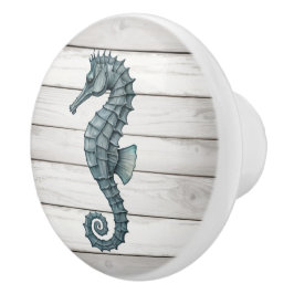 Zeepaardje op Witte Distressed Faux Wood Lade knop