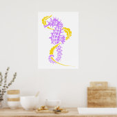 Zeepaardje paarse, geel en zeewier poster (Keuken)