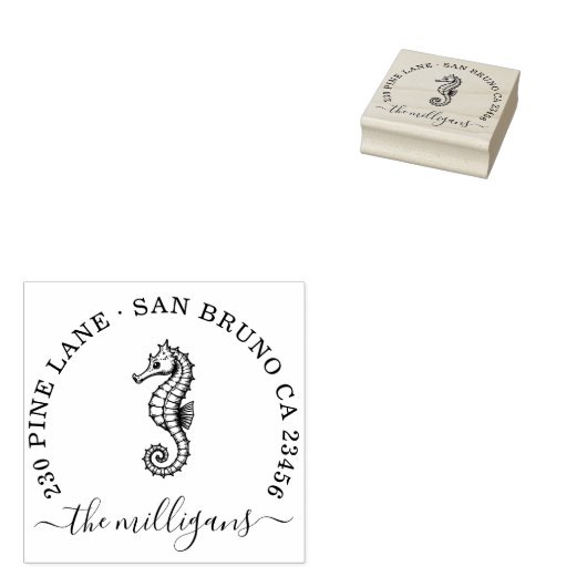 Zeepaardje Retour Adresstempel – Ocean Elegance Rubberstempel (Gestempeld)