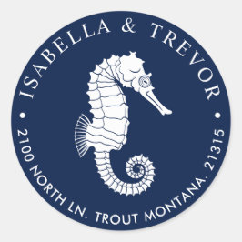  zeepaardje | Retouradres Ronde Sticker