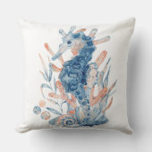 Zeepaardje schelp onder de zee Blauwe verjaardag v Kussen (Voorkant)
