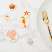 Zeepaardje, schelpen, sterren en parels op ivoorta confetti (Groep)
