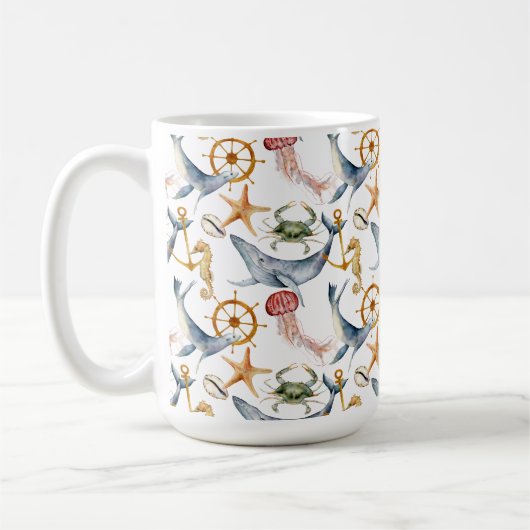 Zeepaardje, Schepen Wiel, Walvissen, Krab, Zeester Koffiemok (Links)