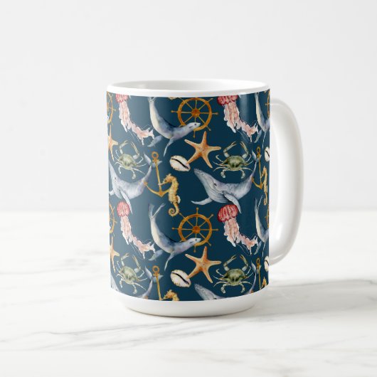 Zeepaardje, Schepen Wiel, Walvissen, Krab, Zeester Koffiemok (Voorkant rechts)