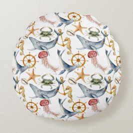 Zeepaardje, Schepen Wiel, Walvissen, Krab, Zeester Rond Kussen