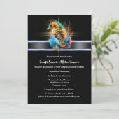 Zeepaardje schittert nautisch sinaasappel blauwe z kaart (Staand voorkant)