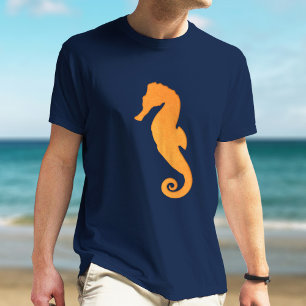 Zeepaardje Silhouet Sinaasappel Koel Eenvoudig Nau T-shirt