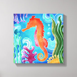 Zeepaardje, Strand, Kust #coastal #beach #seahorse Canvas Afdruk