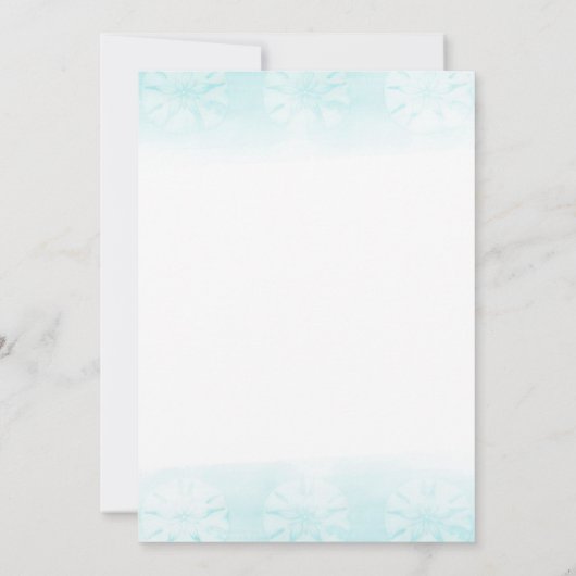 Zeepaardje Teal & Goud Waterverf Bruidsdouche  Kaart (Achterkant)