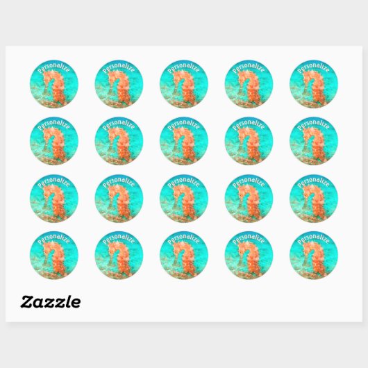 Zeepaardje Tropisch Caraïbisch Turquoise sinaasapp Ronde Sticker (Vel)