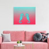 Zeepaardje turquoise aqua silhouetten Nautilus str Canvas Afdruk (Insitu (Woonkamer))