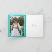 Zeepaardje turquoise, gele trouwkaart bedankt (Binnen)