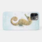 Zeepaardje Turquoise & Goud Waterverf Kust Strand Case-Mate iPhone Case (Achterkant (horizontaal))