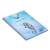 Zeepaardje, walvis en zeeschok op blauwe Waterverf Notitieboek (Rechterzijde)
