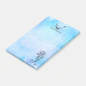 Zeepaardje, walvis en zeeschok op blauwe Waterverf Post-it® Notes (Schuin)