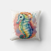 Zeepaardje Waterverf Kleurrijke Print Kussen (Voorkant)