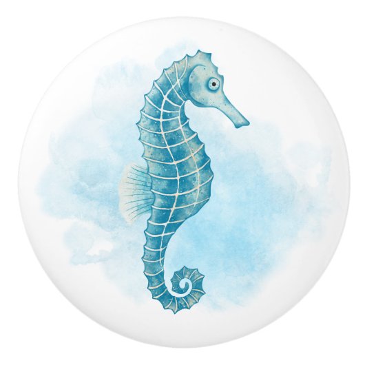 Zeepaardje Waterverf Ocean Beach Keramische Knop (Voorkant)