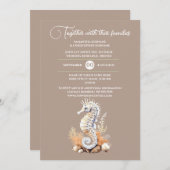 Zeepaardje wit strand thema kust chic kaart (Voorkant / Achterkant)