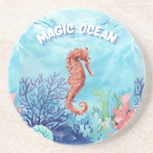 zeepaardje zandsteen onderzetter (Voorkant)