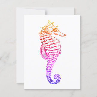 Zeepaardje,  zee dierillustratie briefkaart