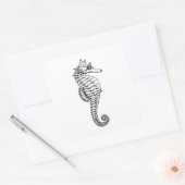 Zeepaardje, zee dierillustratie vierkante sticker (Envelop)