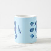 Zeepaardje & Zeeschelpen (blauw & turquoise) Koffiemok (Center)