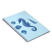 Zeepaardje & Zeeschelpen (blauw & turquoise) Notitieboek (Rechterzijde)