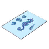 Zeepaardje & Zeeschelpen (blauw & turquoise) Notitieboek (Linkerzijde)