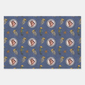 Zeepaardje, Zeesterren, Kwallen & Koraal Nautisch Inpakpapier Vel (Voorkant 3)