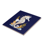 Zeepaardje zeevis 3D blauw sinaasappel strand them Tegeltje (Zijkant)