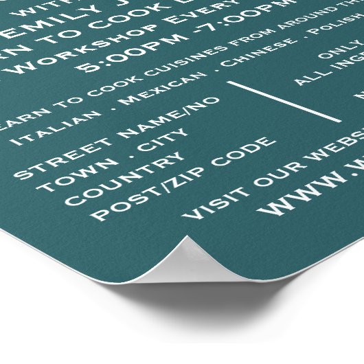 Zeepaardje, zeevoedsel, kookklassen Adverteren Poster (Hoek)