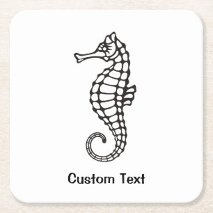Zeepaardje Zwart Kartonnen Onderzetters